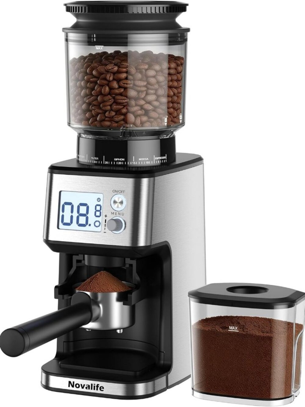 Precision Conical Burr Coffee Grinder with 51 Settings, LED Display